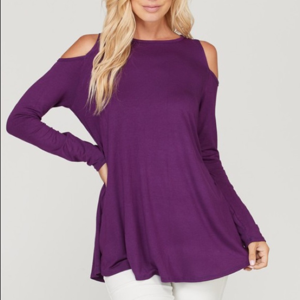 Purple Cold Shoulder Tunic Top